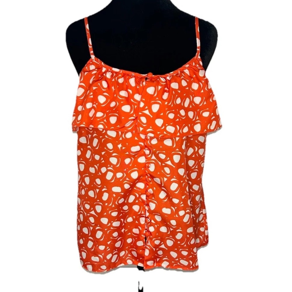 Attention ladies halter top ruffle adjustable strap size small Y2K summer orange